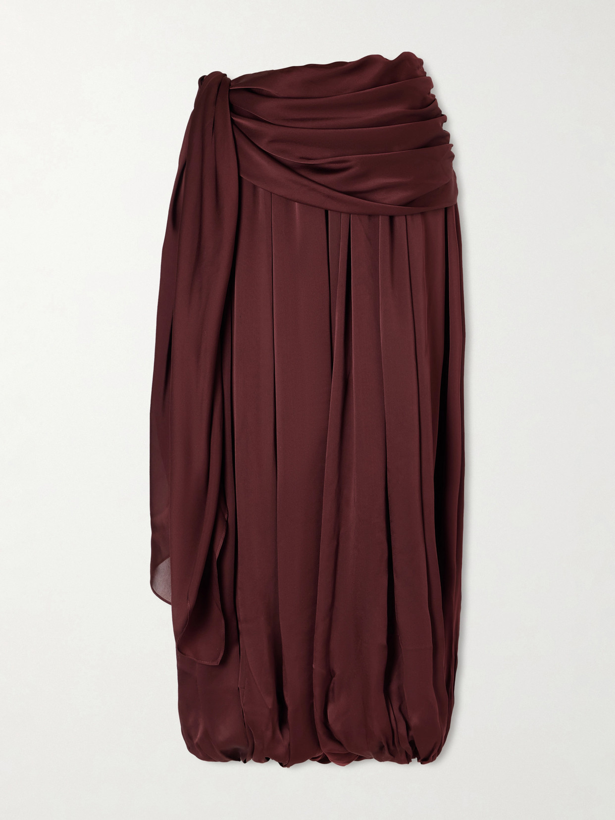 Zimmermann Luna Draped Silk Wide-leg Pants In Burgundy