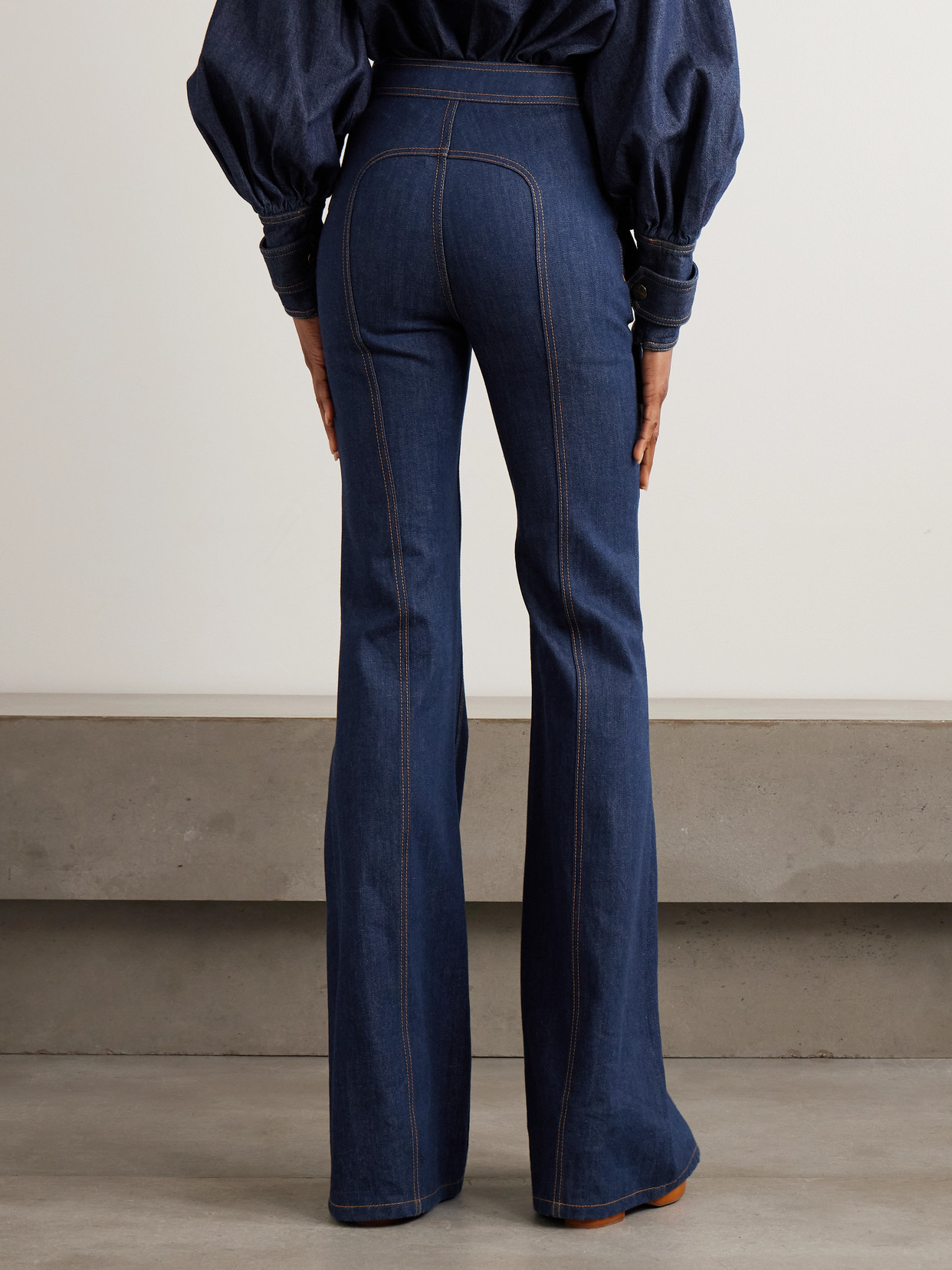 Zimmermann Luna Utility Denim Flared Jeans In Blue