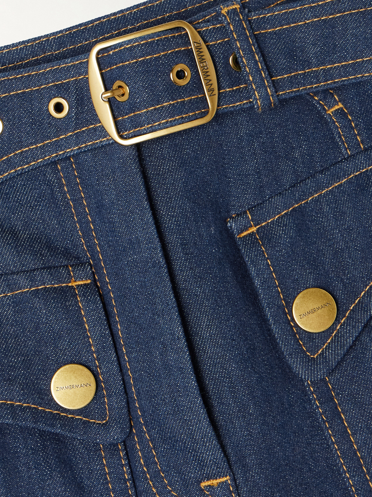 Zimmermann Luna Utility Denim Flared Jeans In Blue