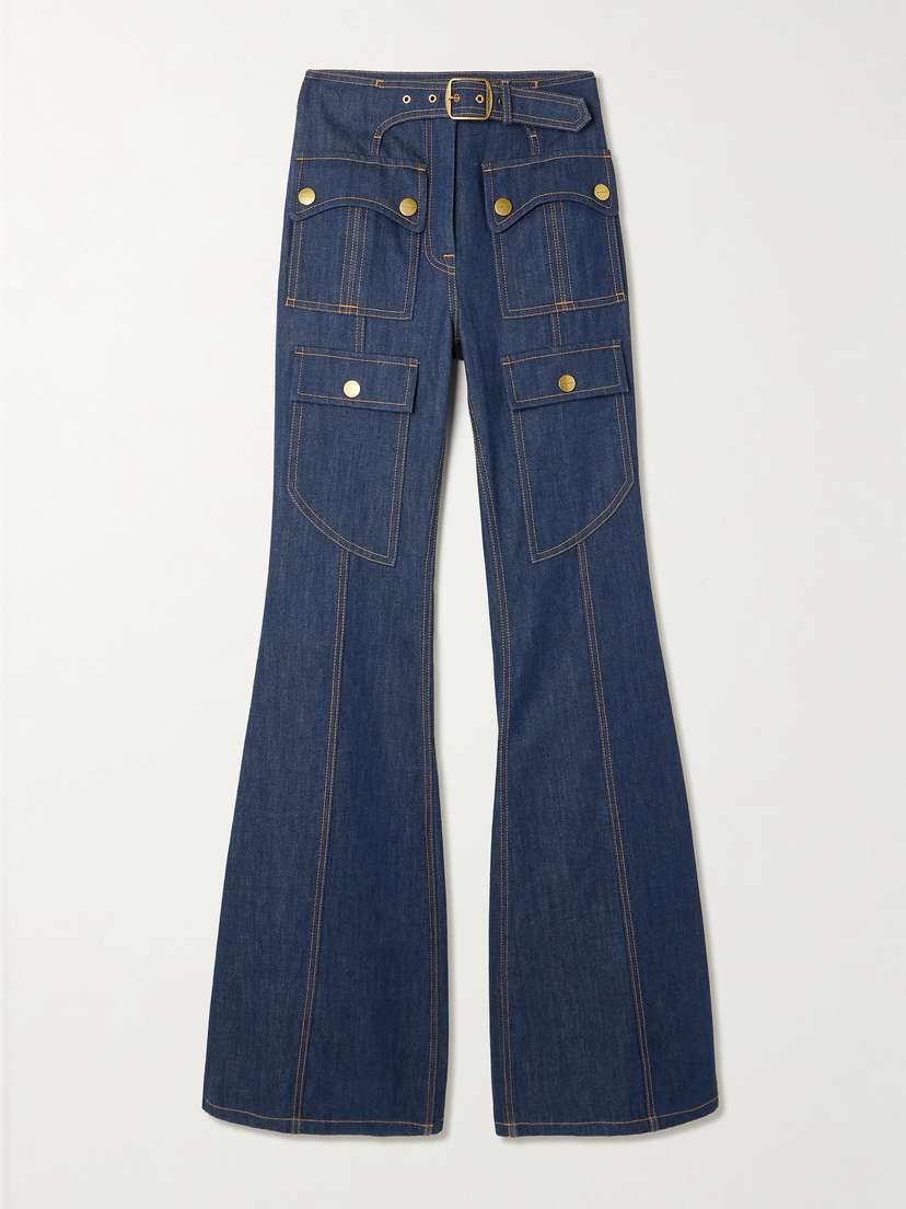 Zimmermann Luna Buckled Flared Cargo Jeans