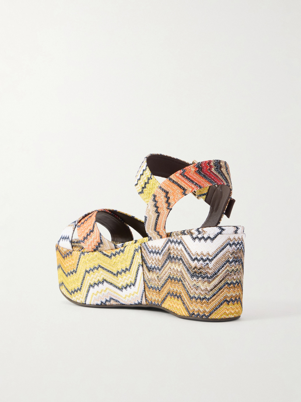 Julia Striped Woven Lurex Platform Sandals