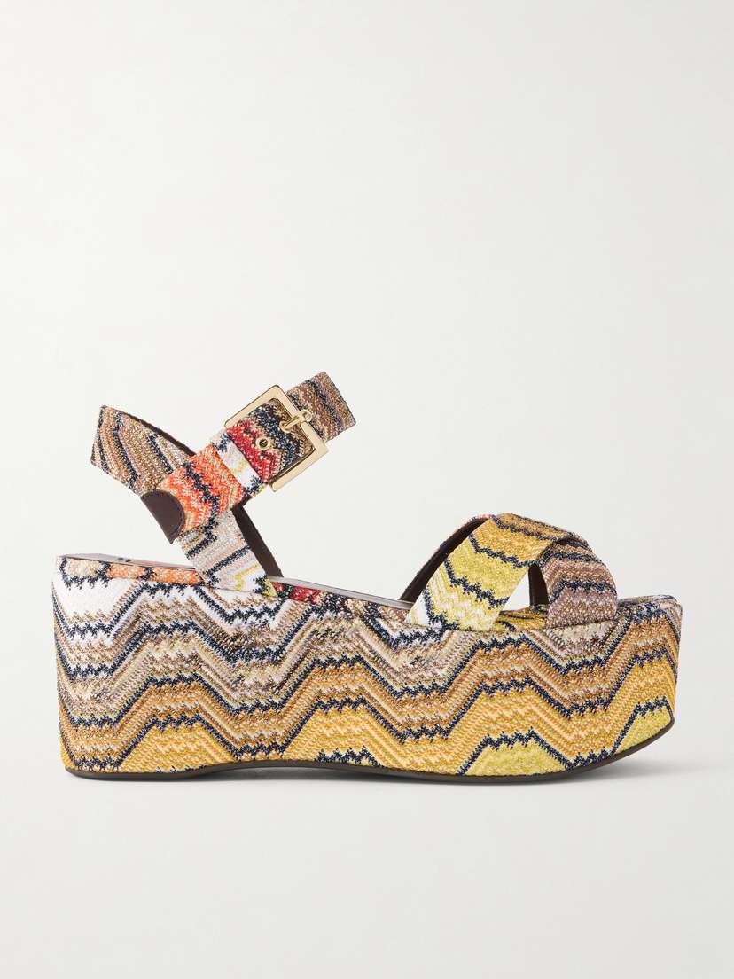 Missoni Julia Striped Woven Lurex Platform Sandals