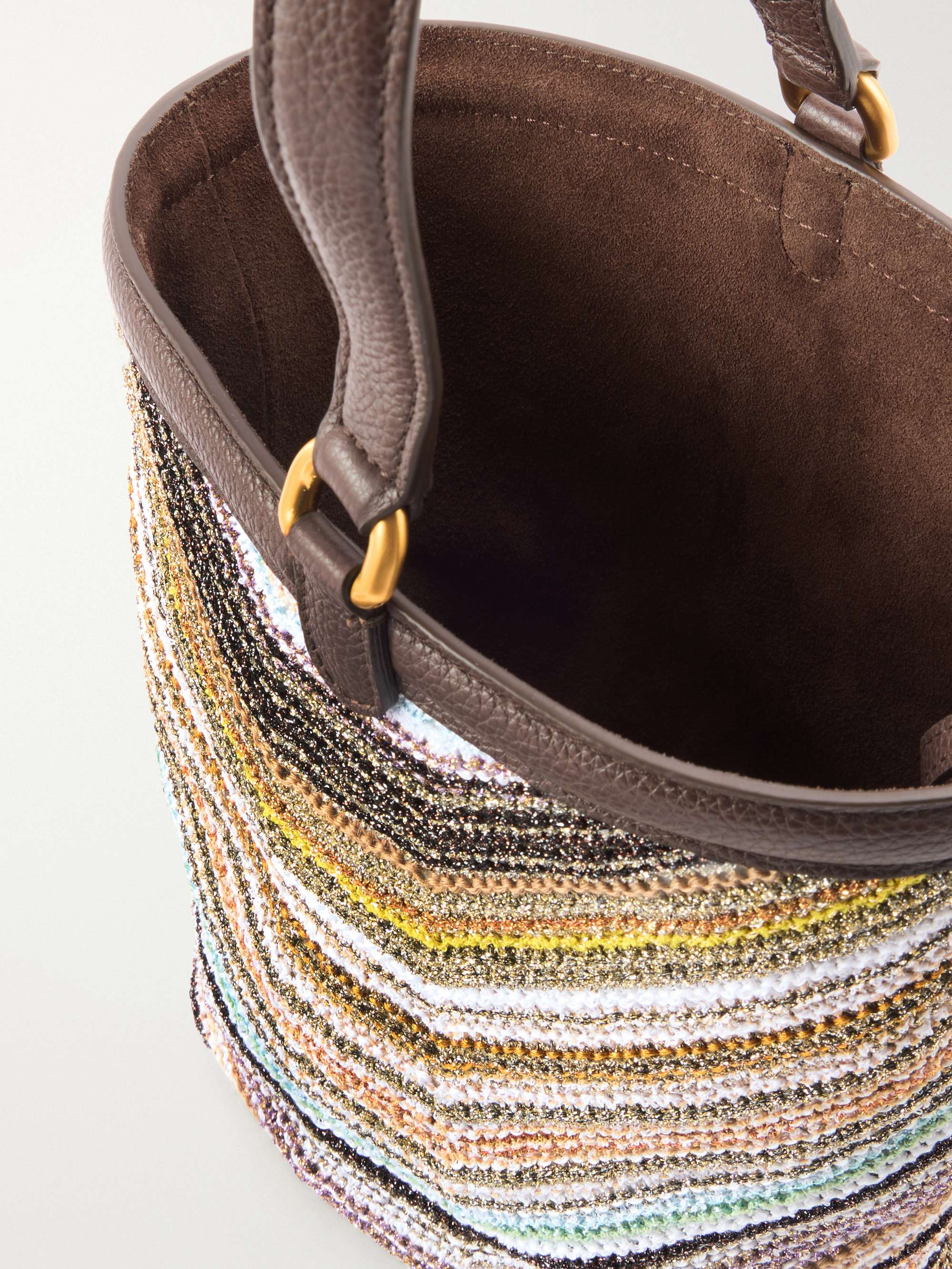 MISSONI Leather-trimmed metallic crochet-knit tote | NET-A-PORTER
