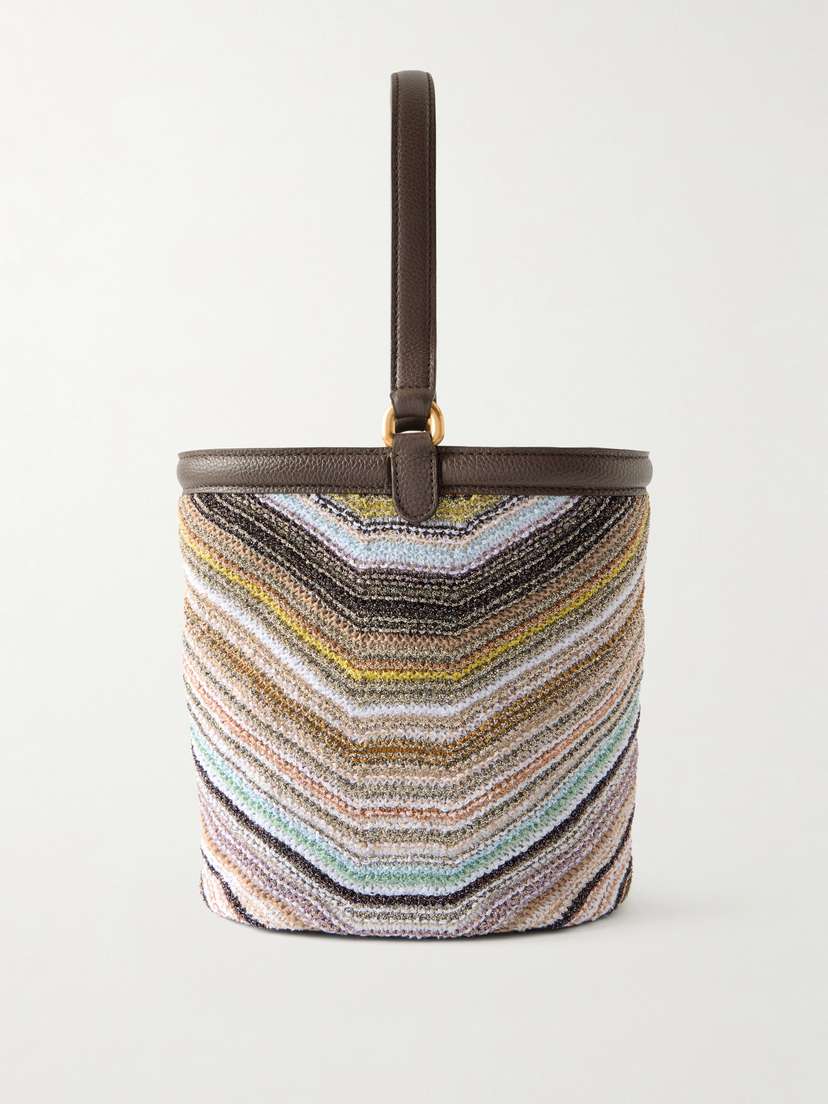 Missoni Leather-trimmed Metallic Crochet-knit Tote