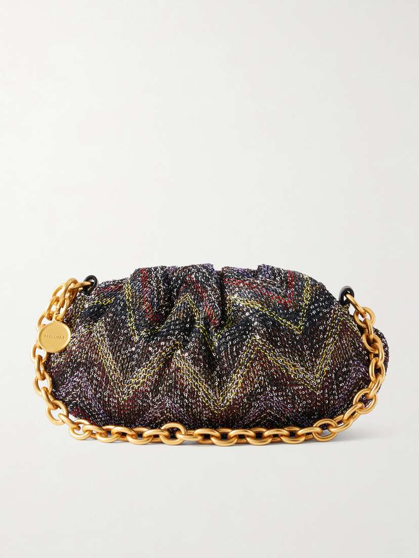 Missoni Caperdoni Small Sequined-embellished Striped Woven Pouch