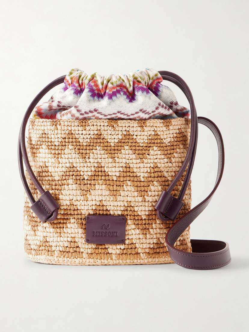 Missoni Small Striped Raffia Bucket Bag