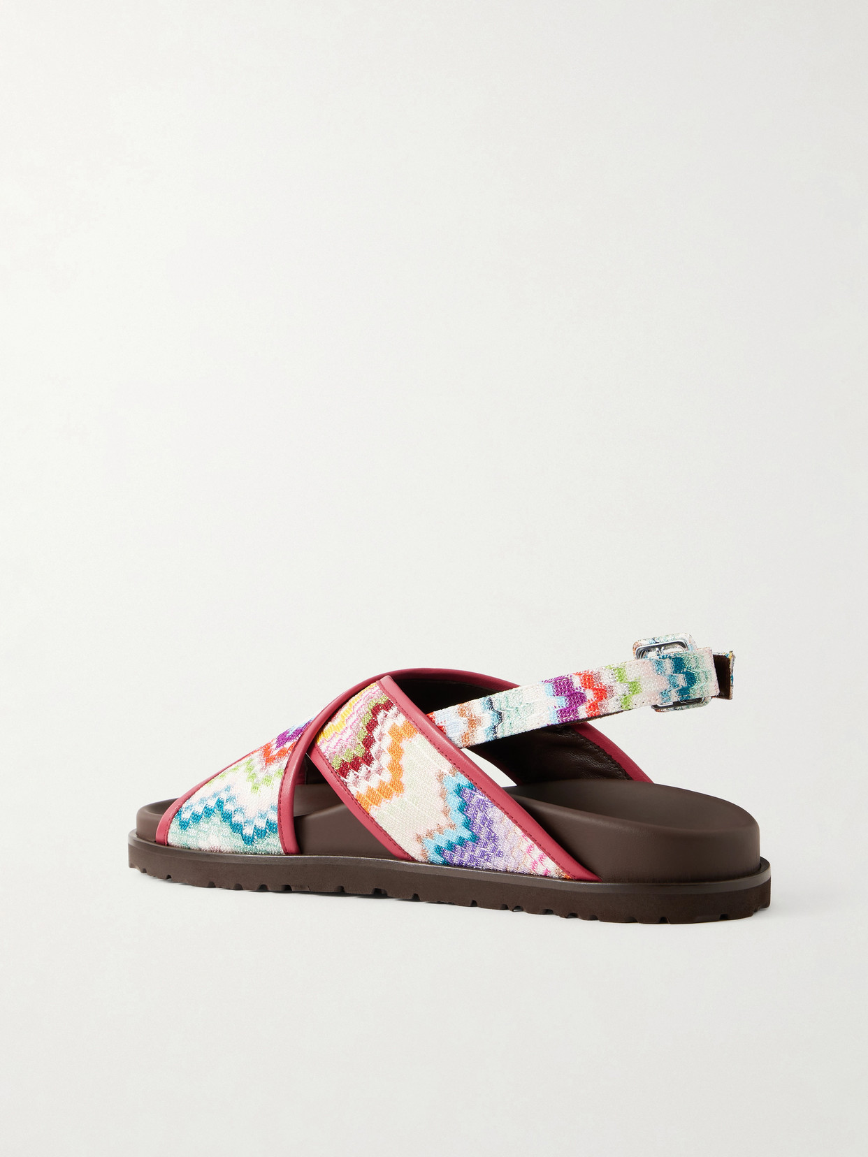 Allan Striped Leather-Trimmed Lurex Sandals