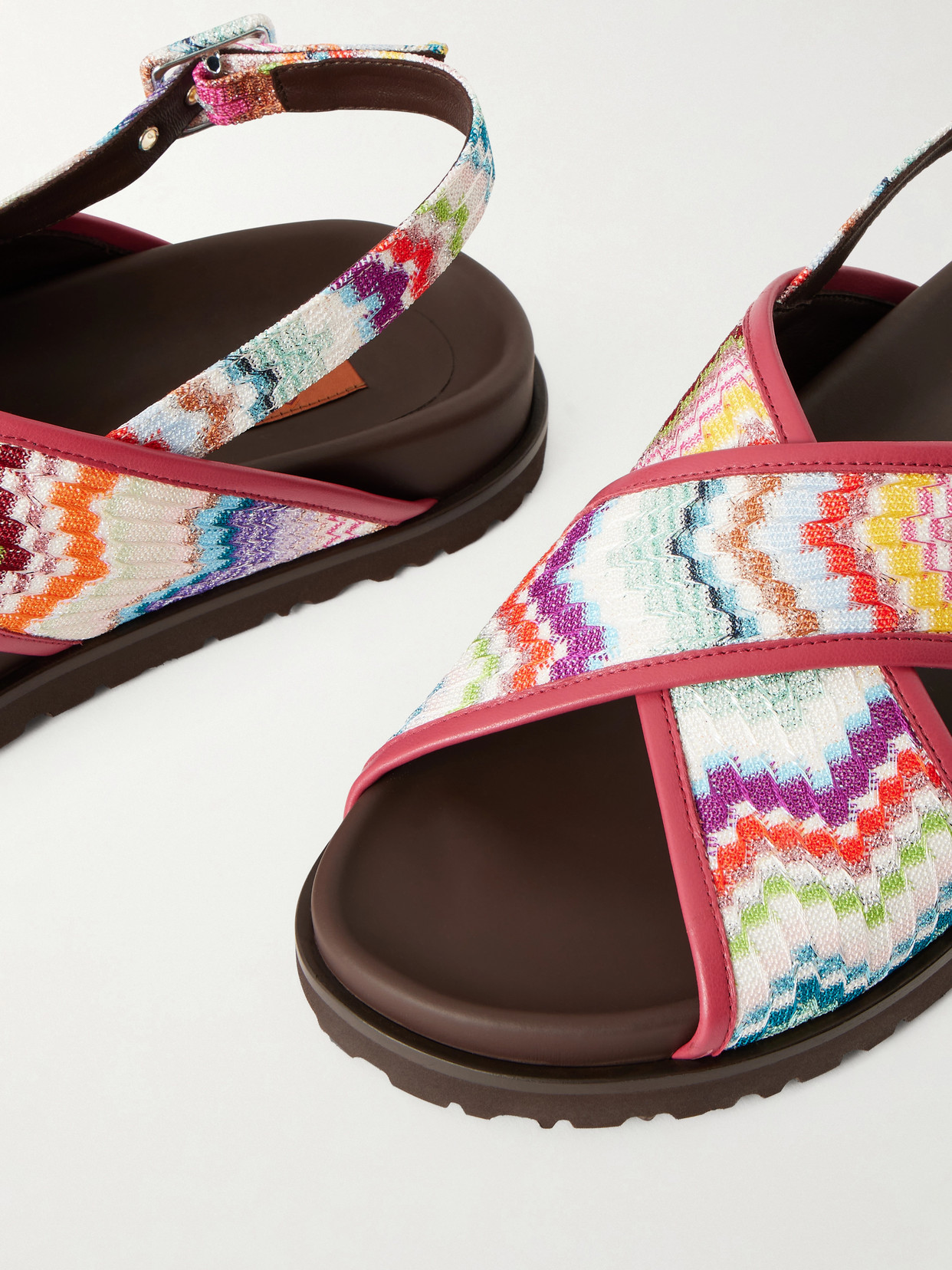 Allan Striped Leather-Trimmed Lurex Sandals