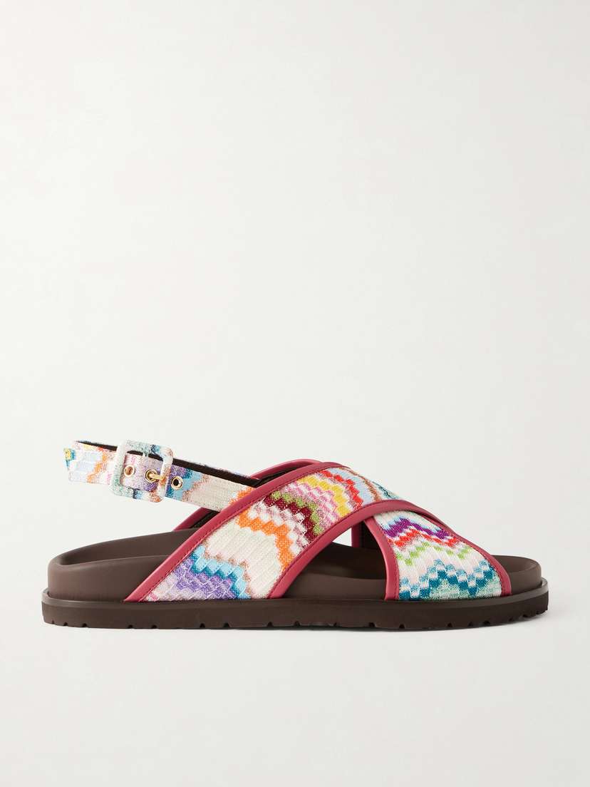 Missoni Allan Striped Leather-trimmed Lurex Sandals
