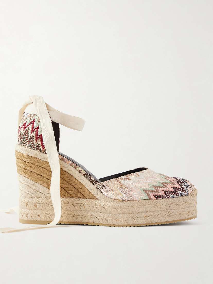 Missoni Eva 80 Striped Woven Wedge Sandals