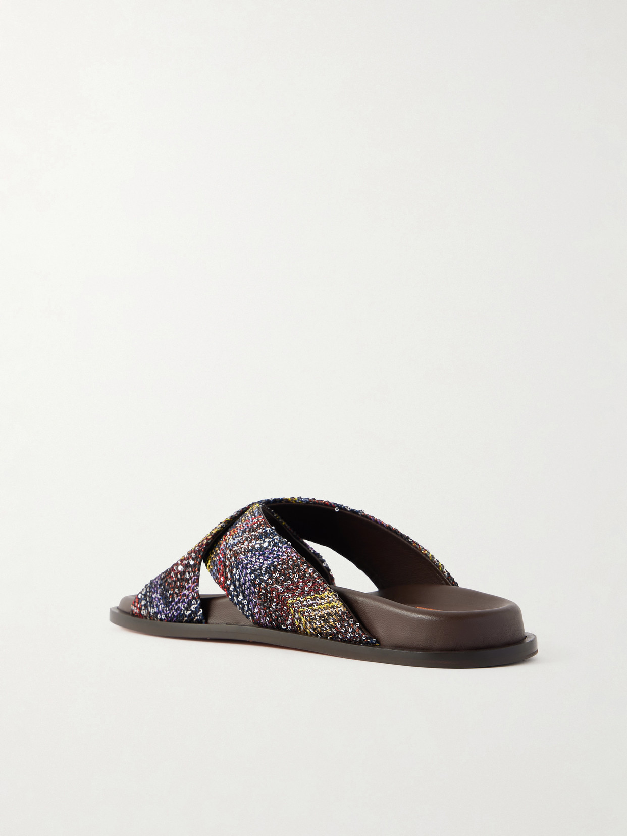 Viola Sequin-Embellished Striped Woven Sandals