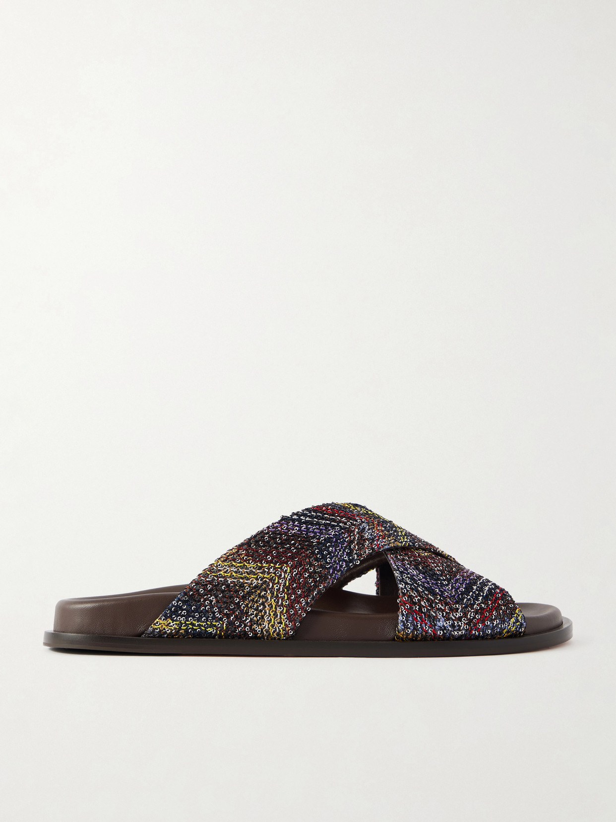 Viola Sequin-Embellished Striped Woven Sandals
