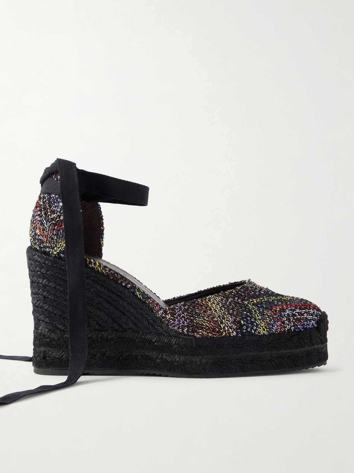 Eva 80 Striped Woven Wedge