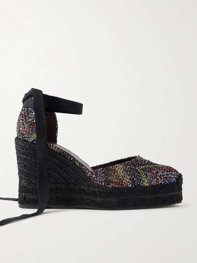 Missoni Eva 80 Striped Woven Wedge Sandals