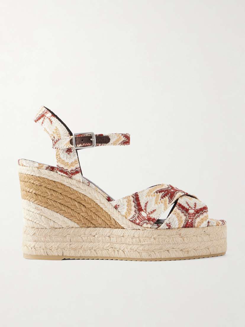 Missoni Carmen Striped Woven Wedge Sandals