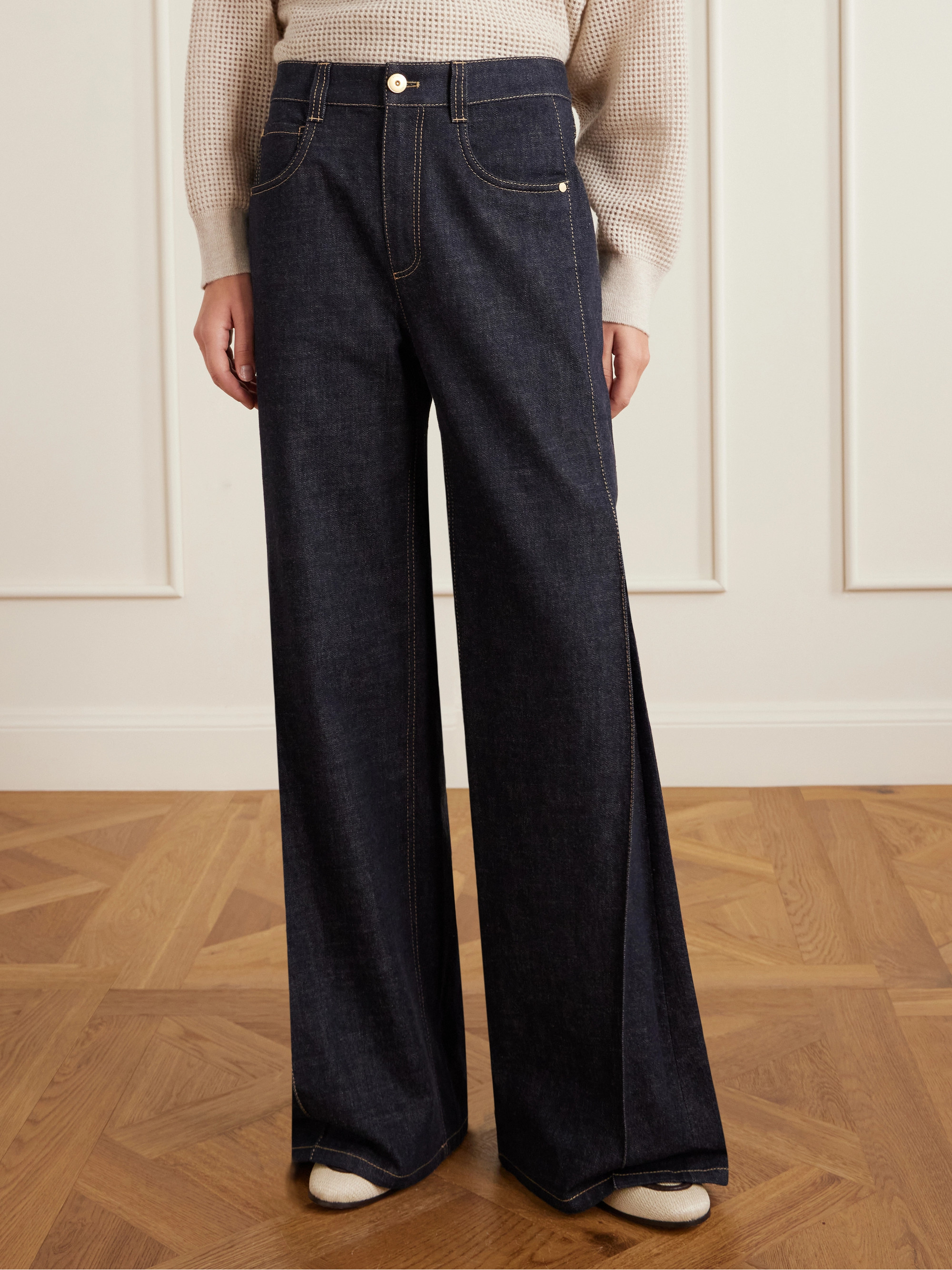 Brunello Cucinelli High-rise wide-leg jeans