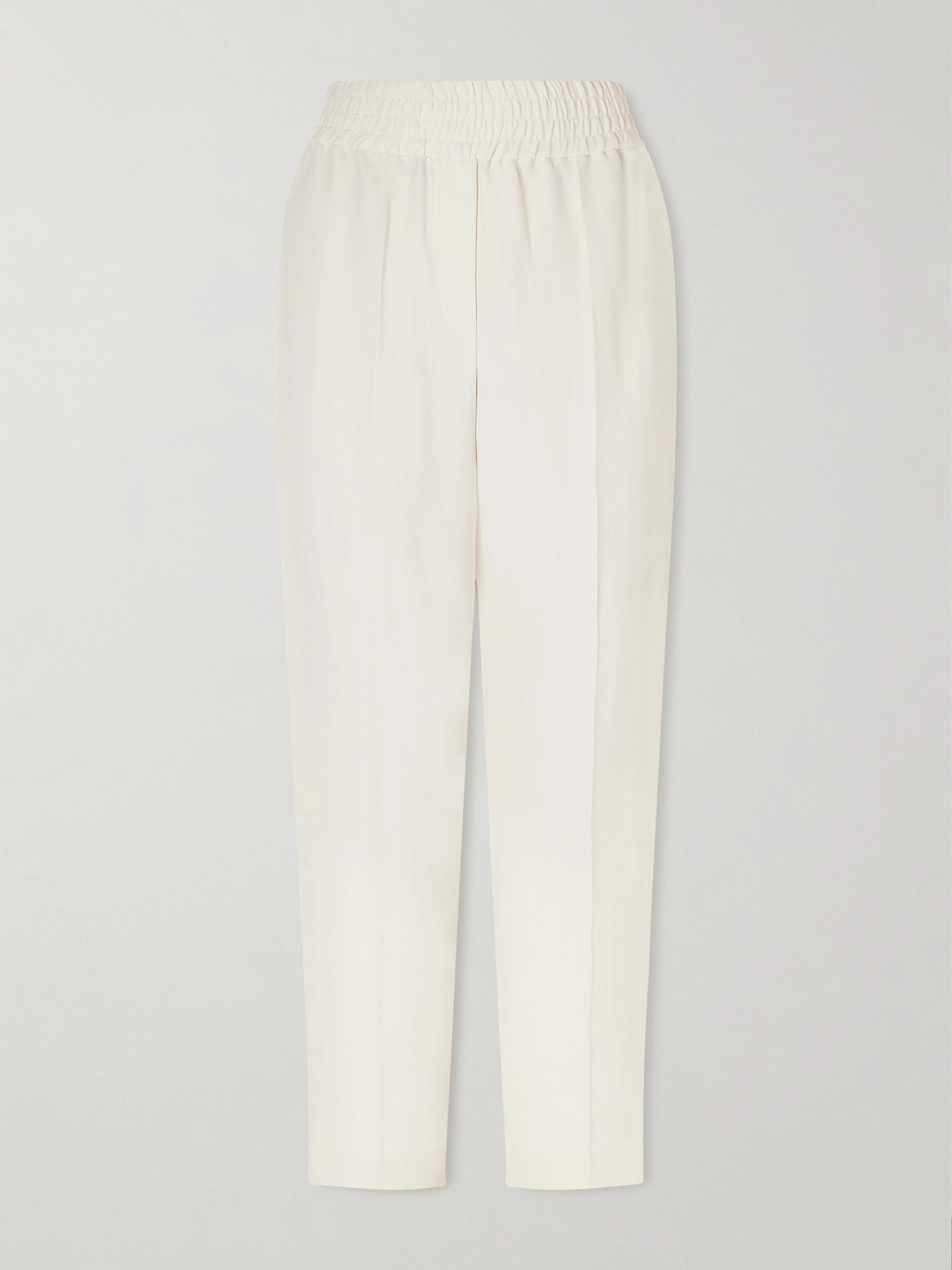 Brunello Cucinelli Cropped Woven Tapered Pants In White