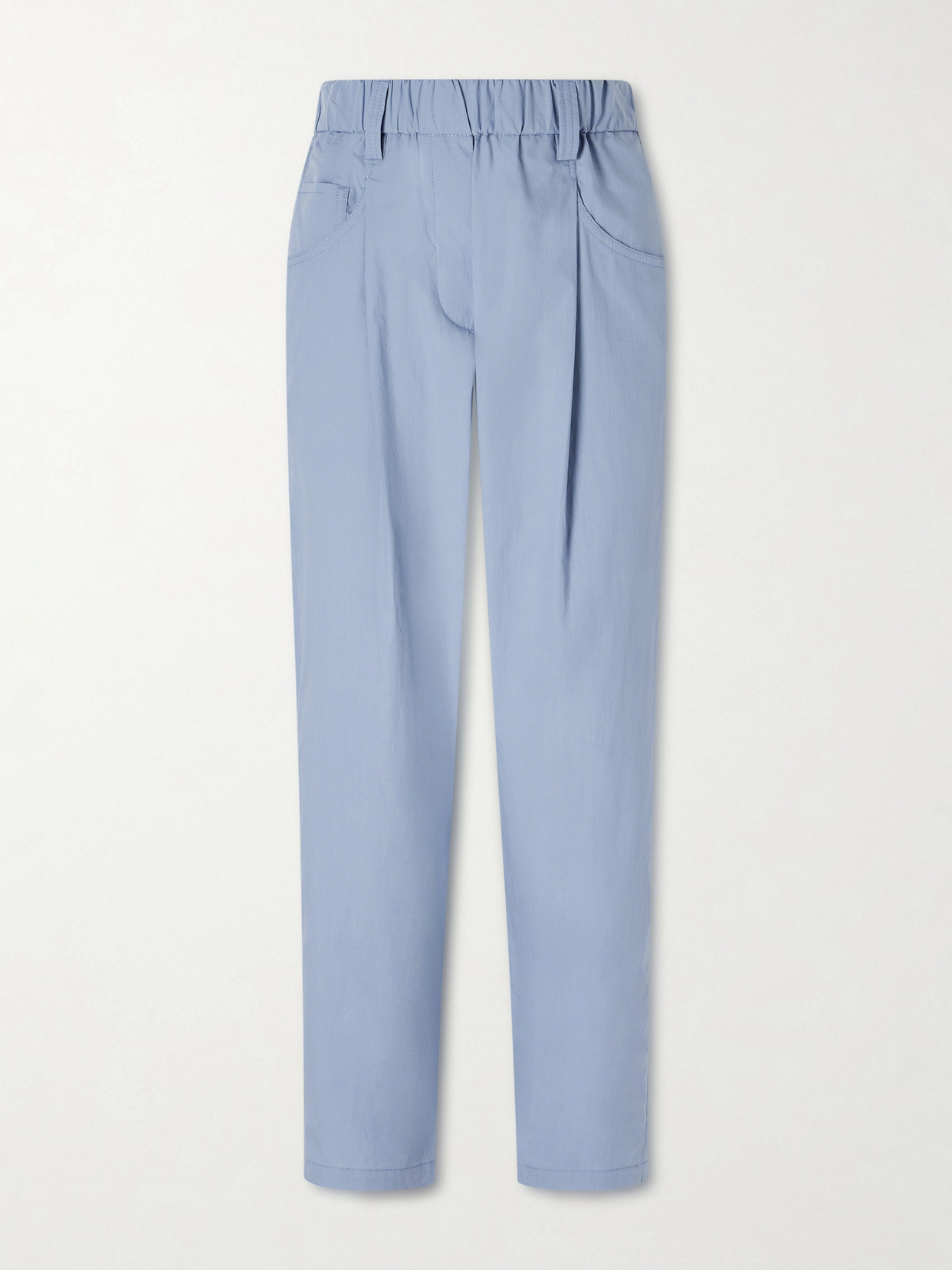 Brunello Cucinelli Cotton-voile Tapered Pants In Blue
