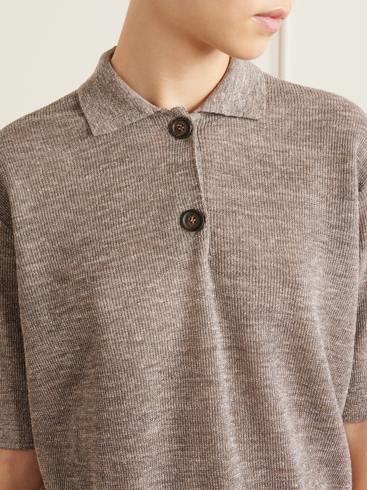 Metallic-Knit Polo