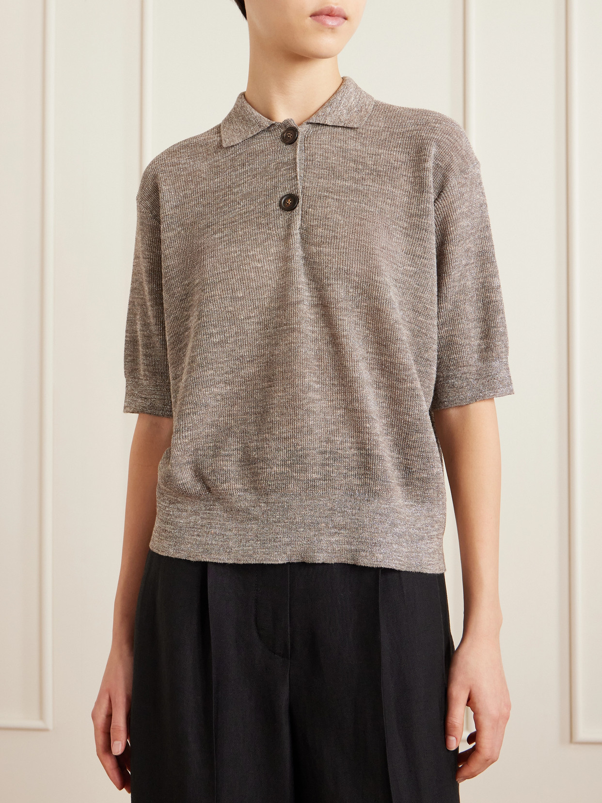 Metallic-Knit Polo