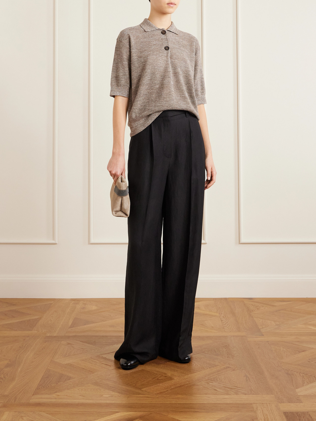 Metallic-Knit Polo