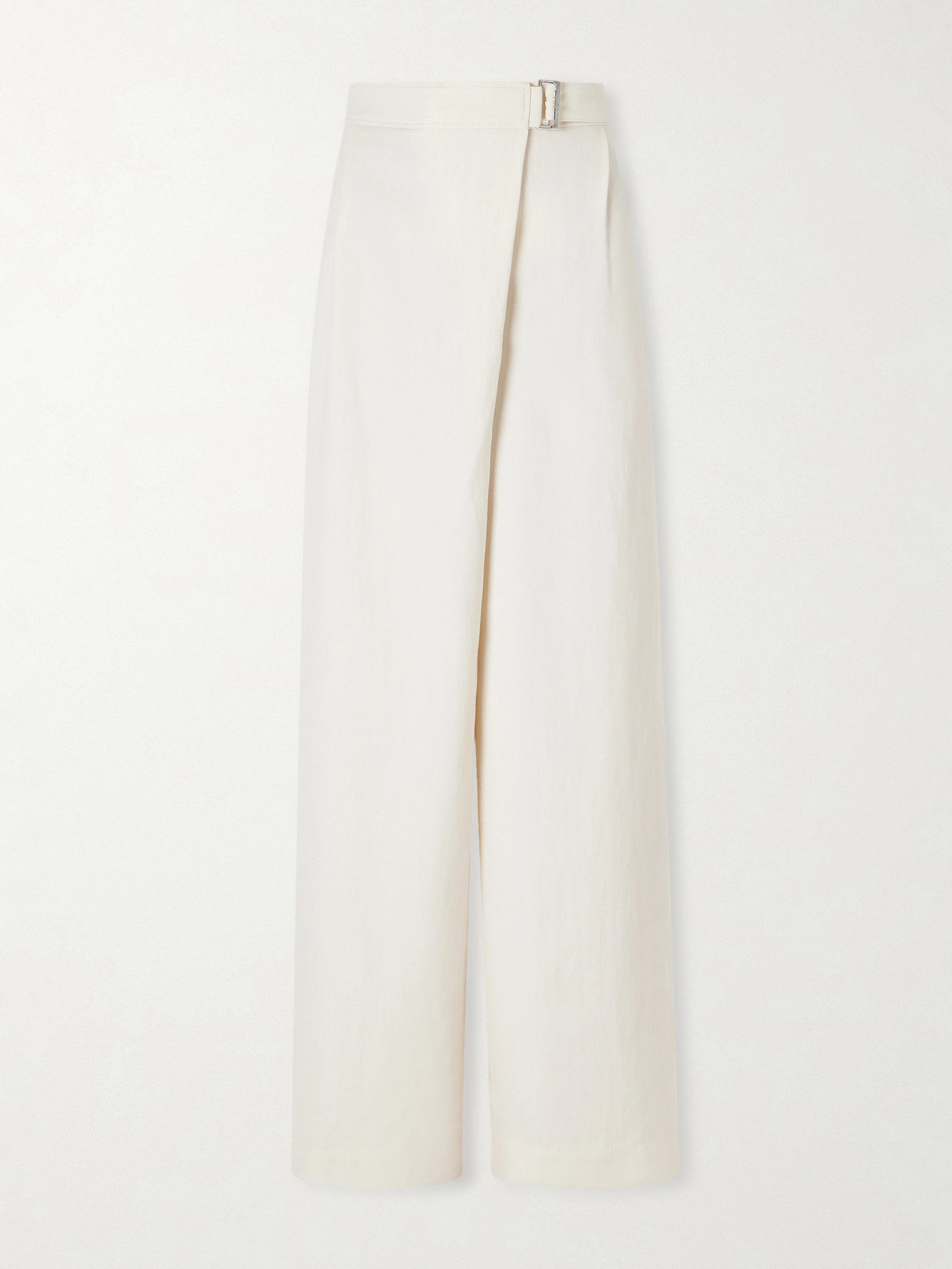 Brunello Cucinelli Belted Pleated Twill Wide-leg Pants In White