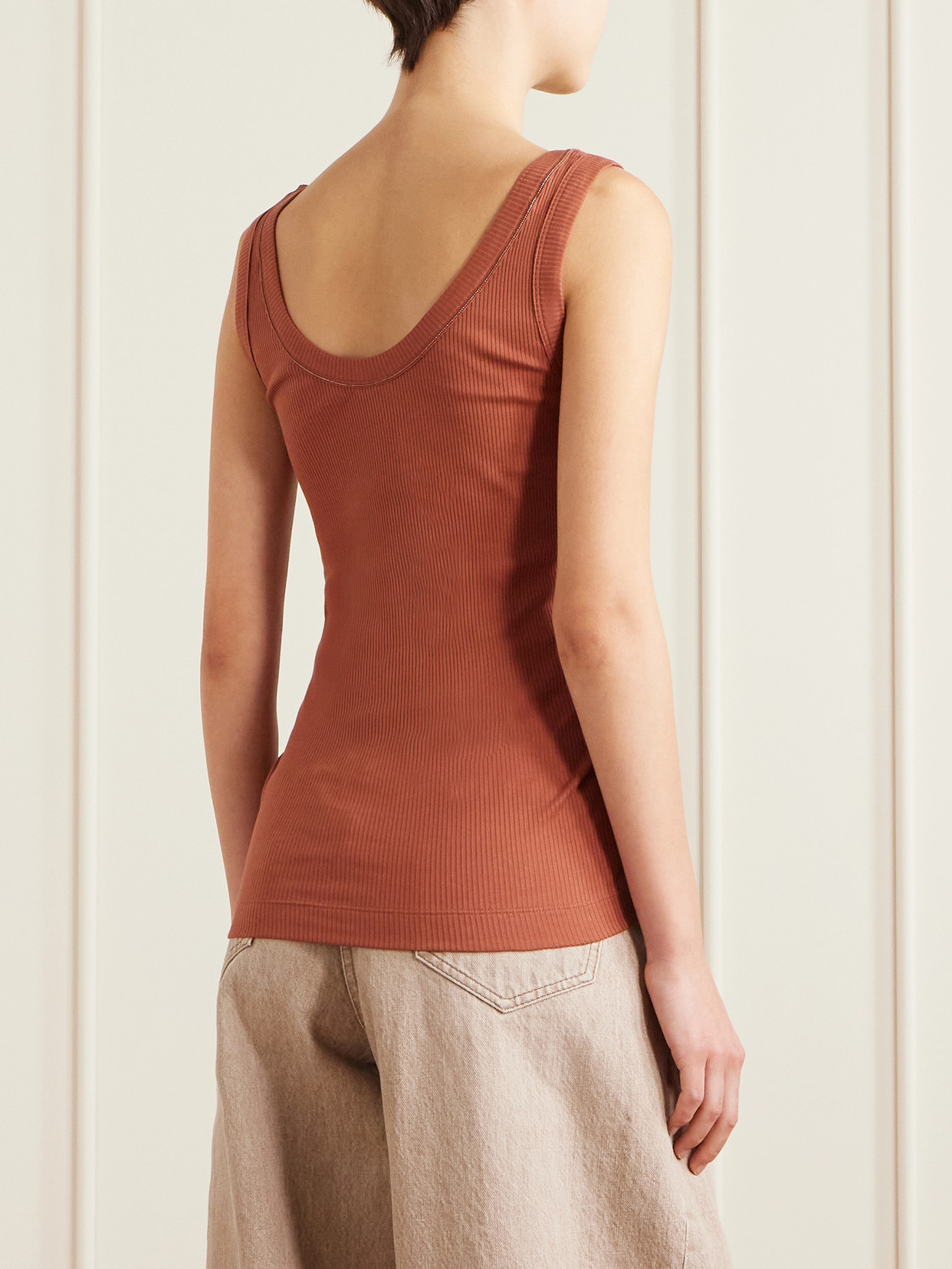 Ribbed Cotton-Blend Tank