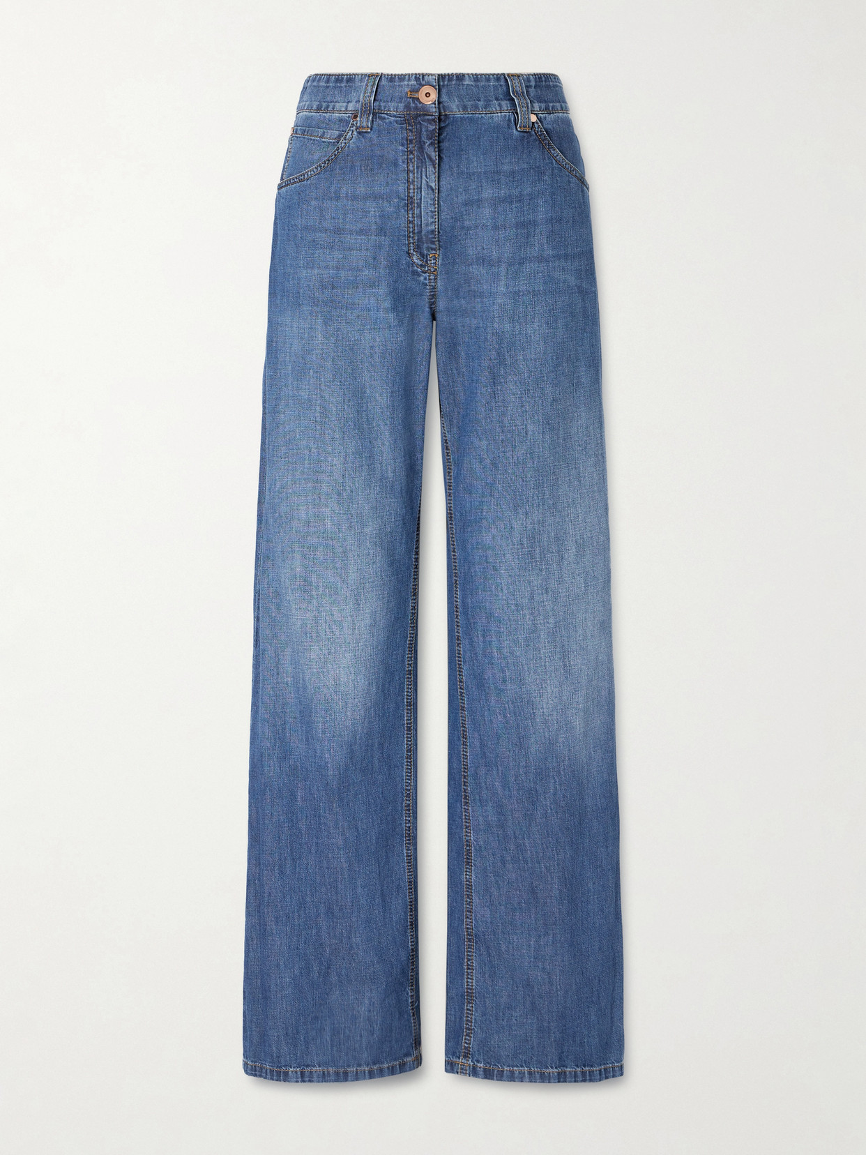 Brunello Cucinelli Mid-rise Wide-leg Jeans In Blue
