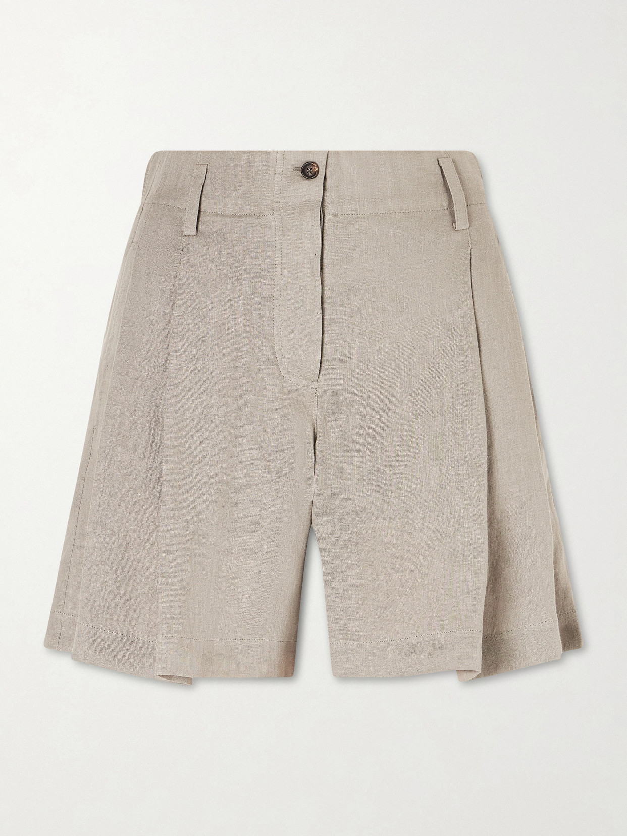 Brunello Cucinelli Pleated Linen Shorts In Gray