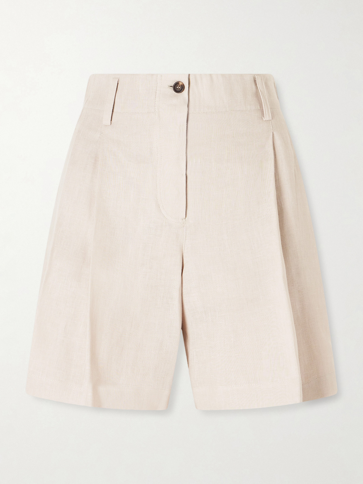 Brunello Cucinelli Pleated Linen Shorts In Neutral