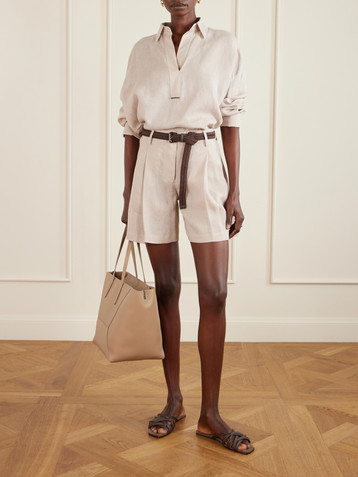 Brunello Cucinelli Pleated linen shorts