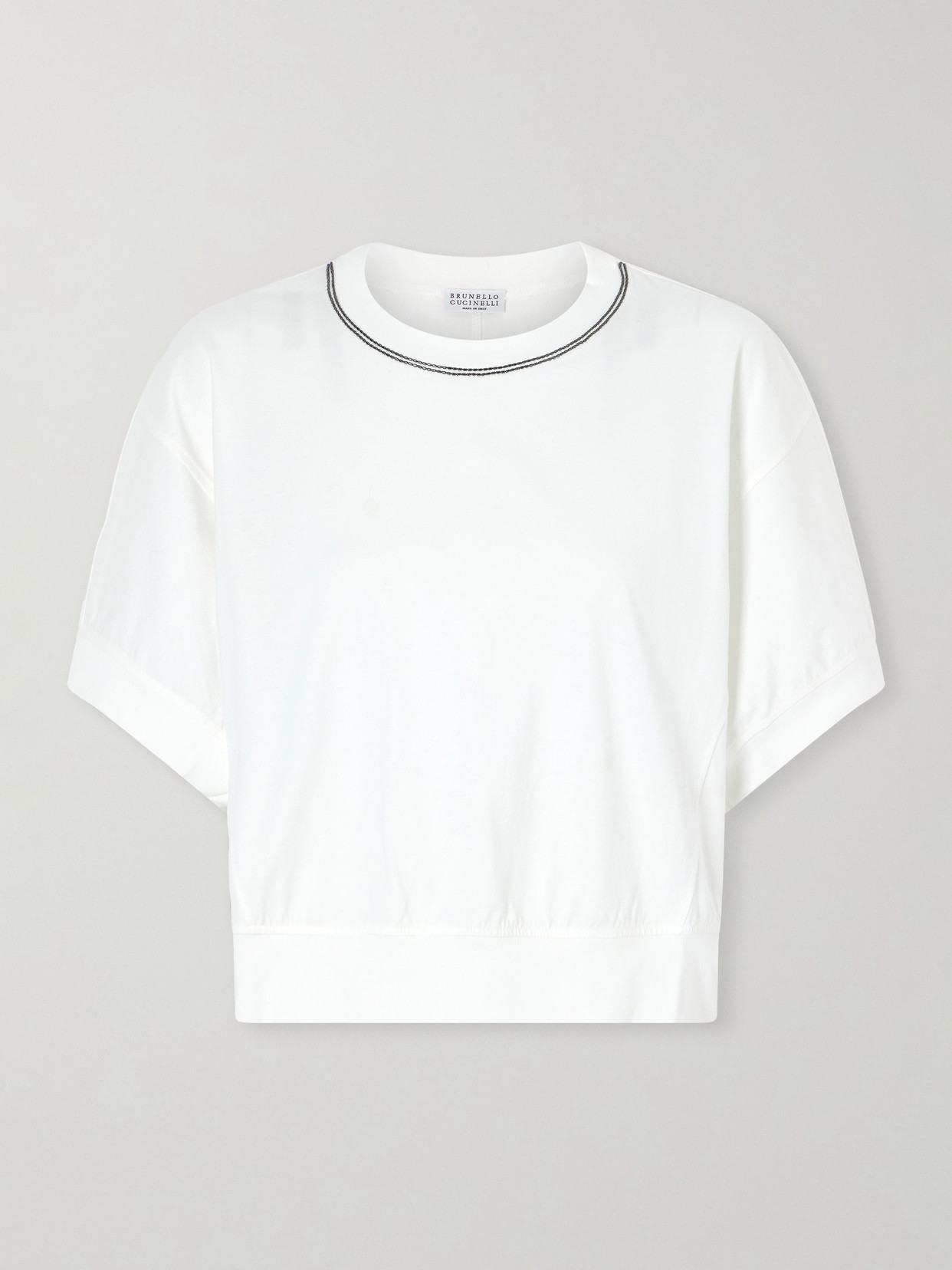 Bead-Embellished Cotton-Jersey T-Shirt