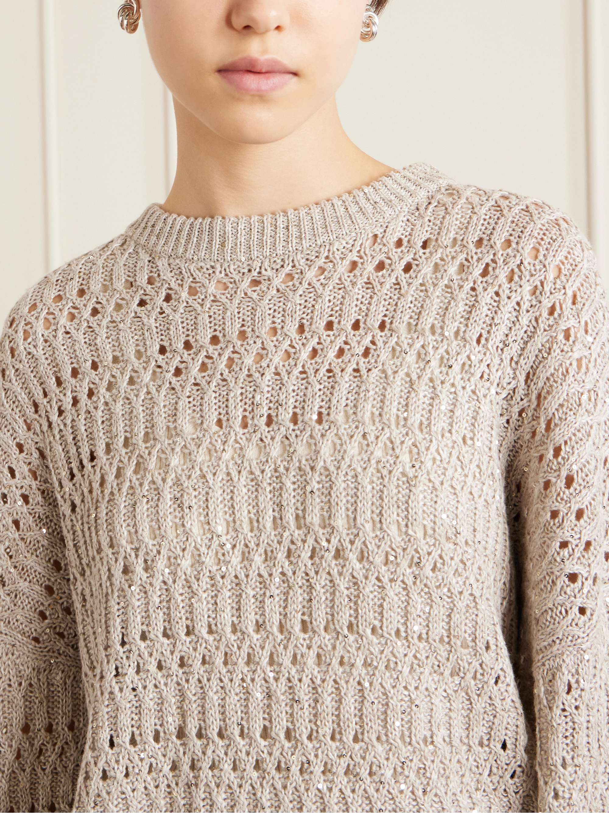 Brunello Cucinelli グリッター　ニットトップス BRUNELLO CUCINELLI Sequined knitted sweater | NET-A-PORTER