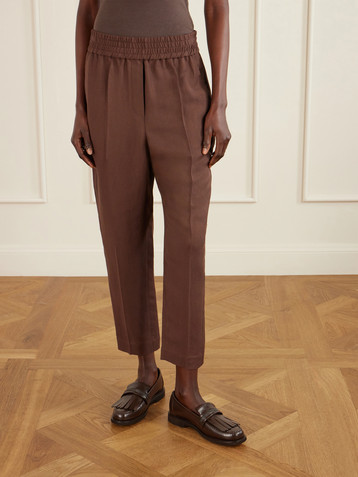 Brunello Cucinelli Cropped woven tapered pants