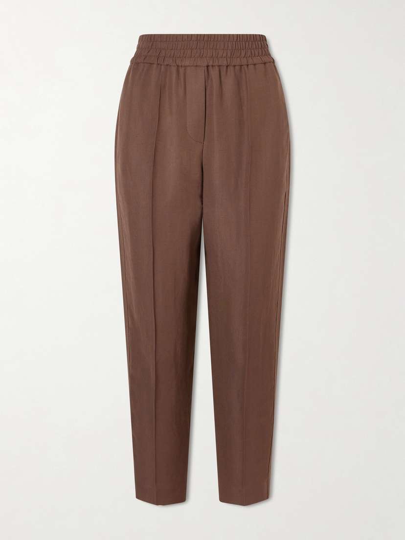 Brunello Cucinelli Cropped Woven Tapered Pants