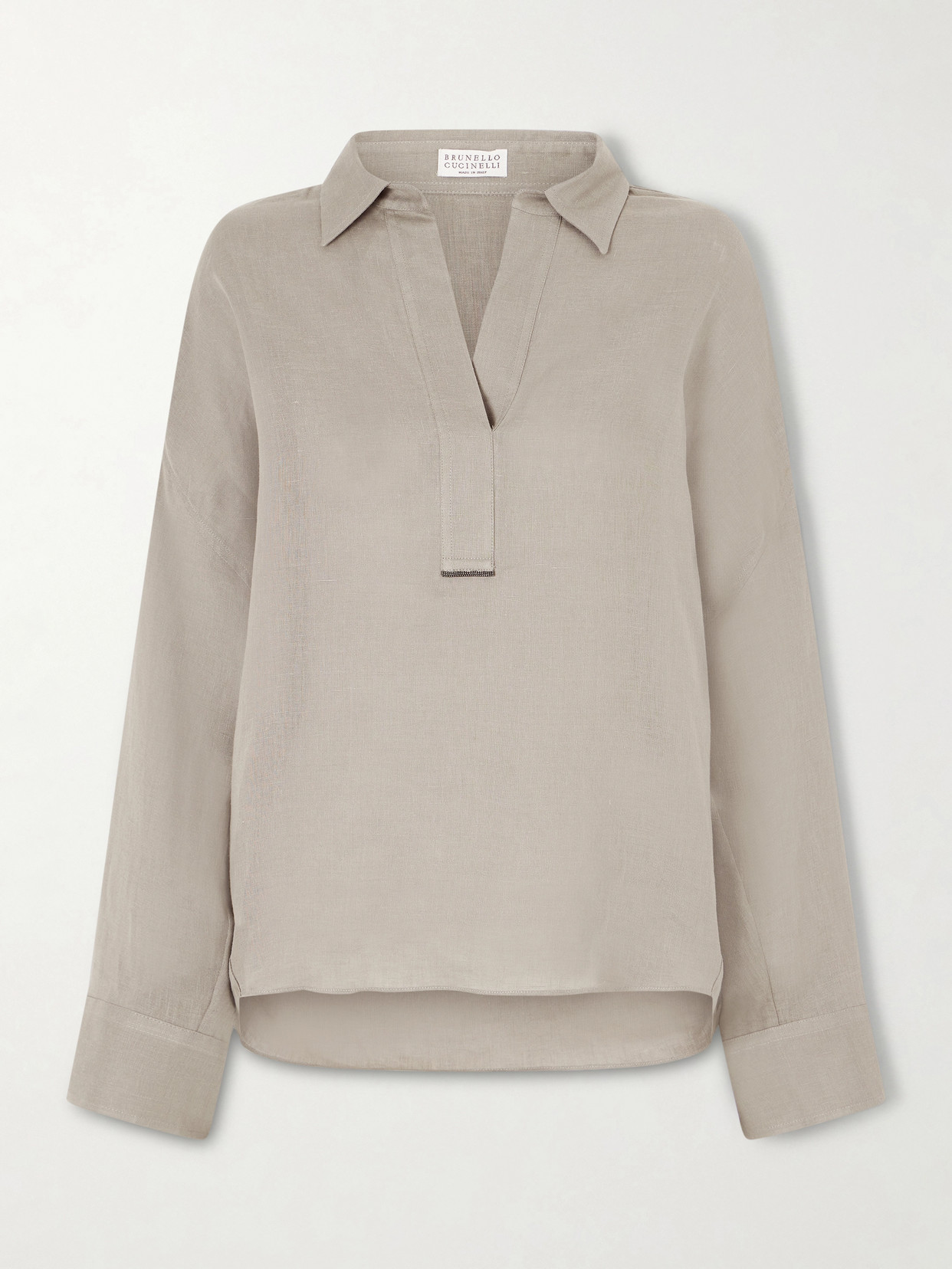 Brunello Cucinelli Linen Blouse In Gray
