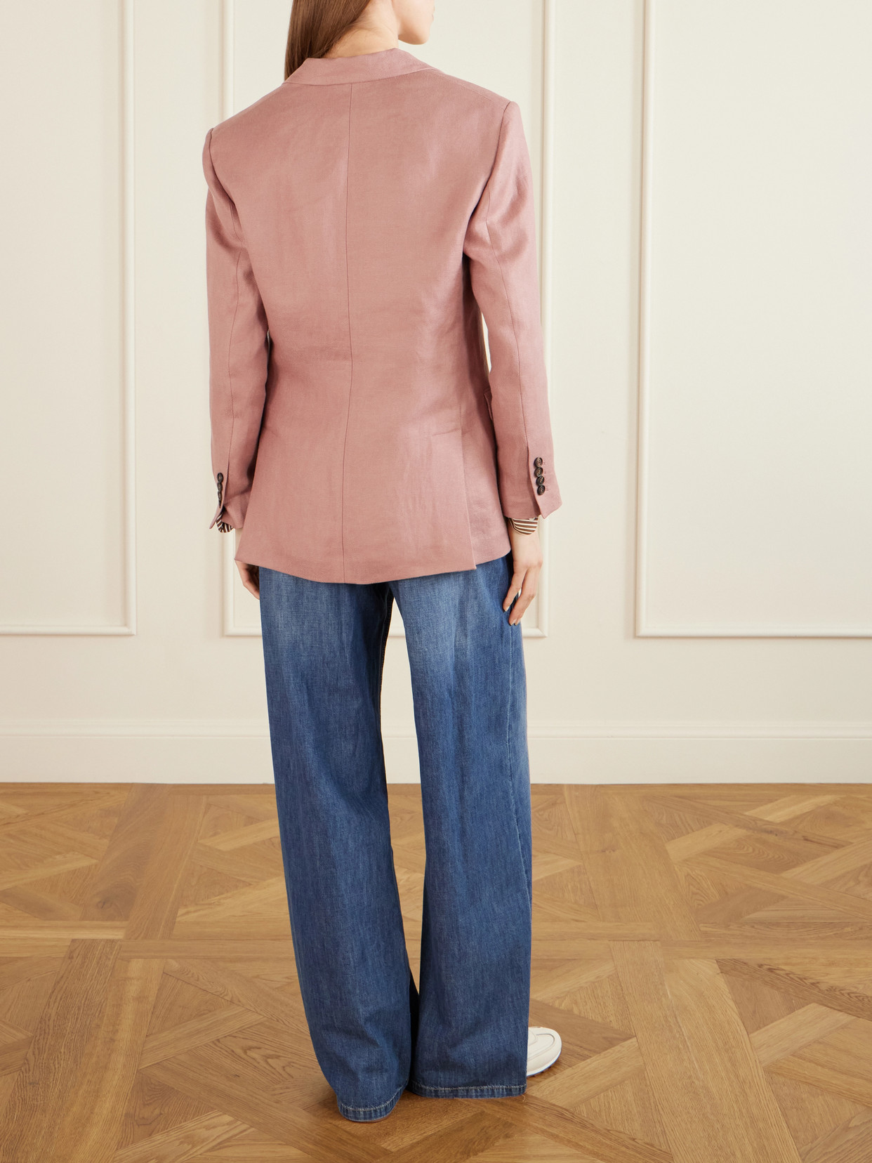 Brunello Cucinelli Single-breasted Linen-twill Blazer In Pattern