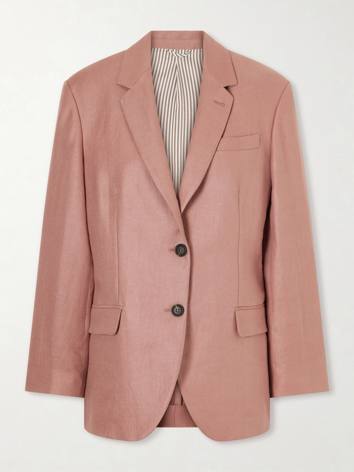 Brunello Cucinelli Single-breasted Linen-twill Blazer In Pink
