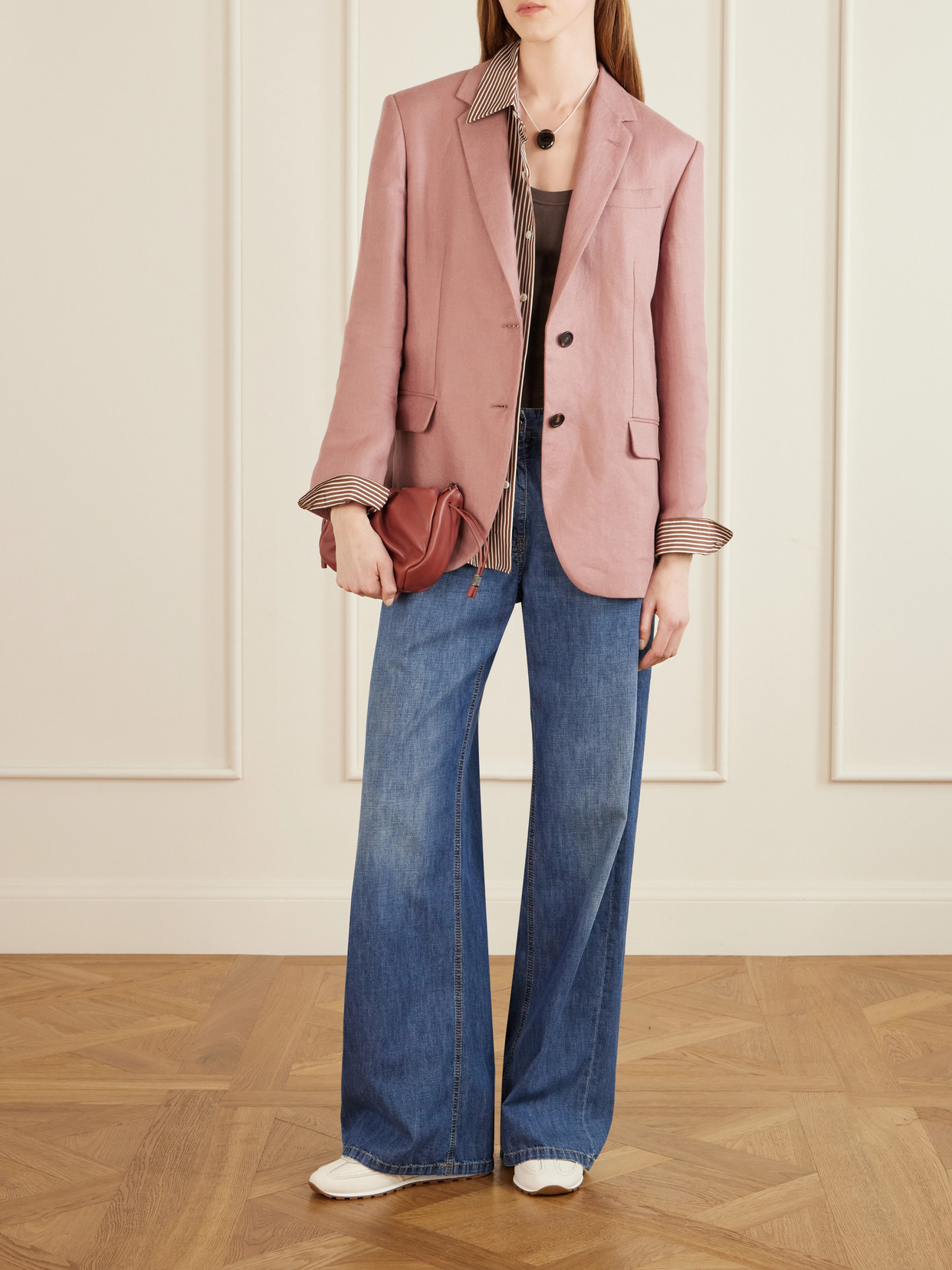 Brunello Cucinelli Single-breasted Linen-twill Blazer In Pattern