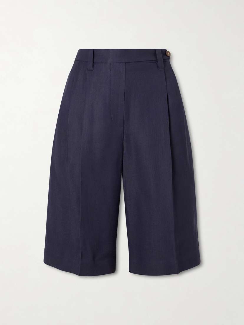 Brunello Cucinelli — Bead-embellished pleated twill shorts