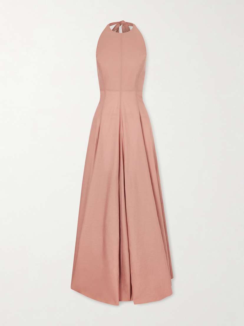 Brunello Cucinelli — Pleated cotton-blend halterneck maxi dress