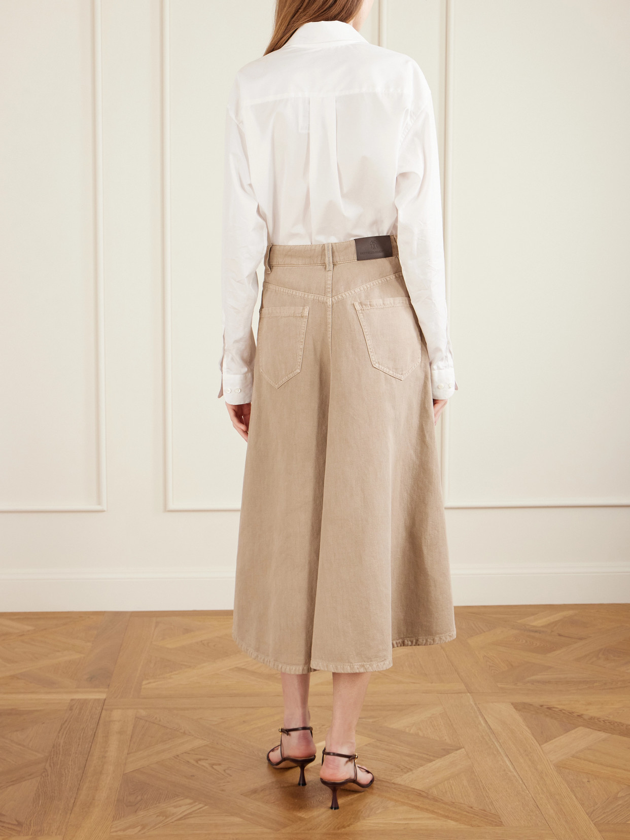 Cotton And Linen-Blend Twill Midi