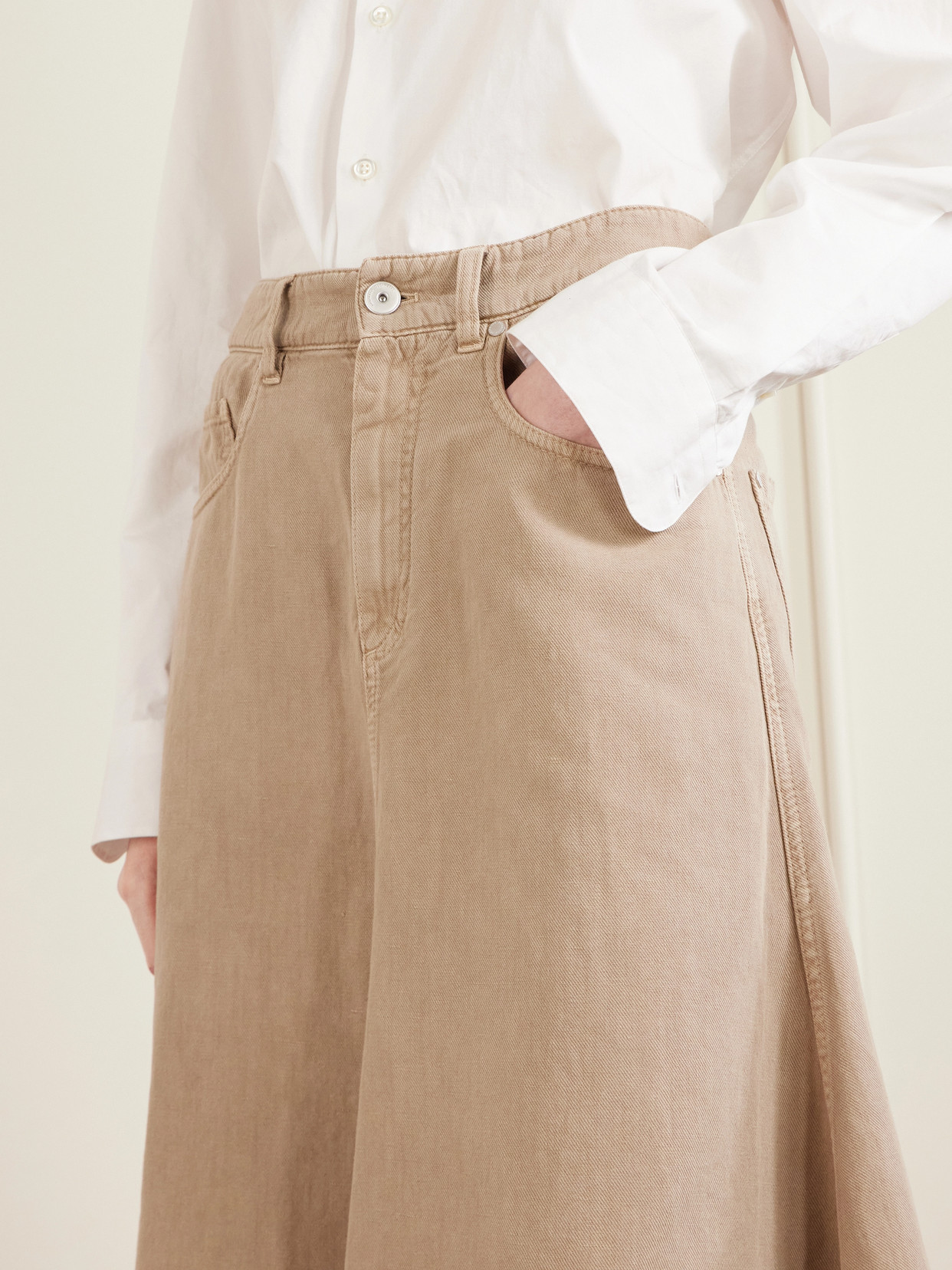 Cotton And Linen-Blend Twill Midi