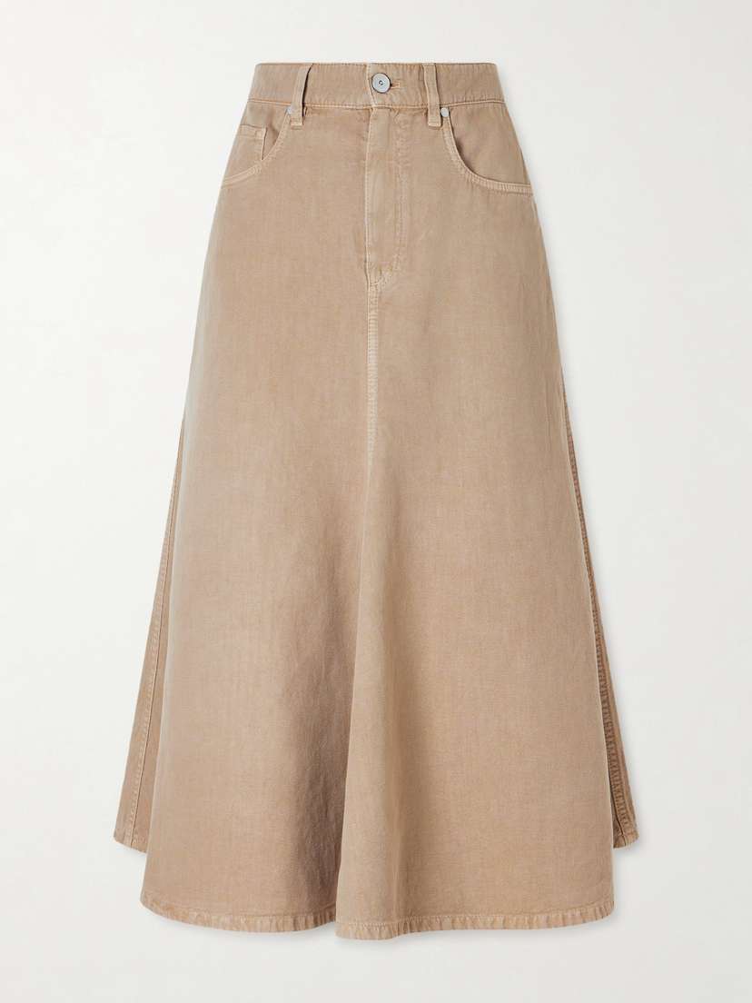 Brunello Cucinelli Cotton And Linen-blend Twill Midi Skirt