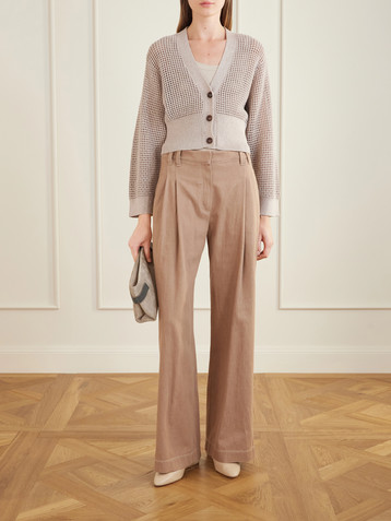 Brunello Cucinelli Sequin-embellished open-knit cotton-blend cardigan