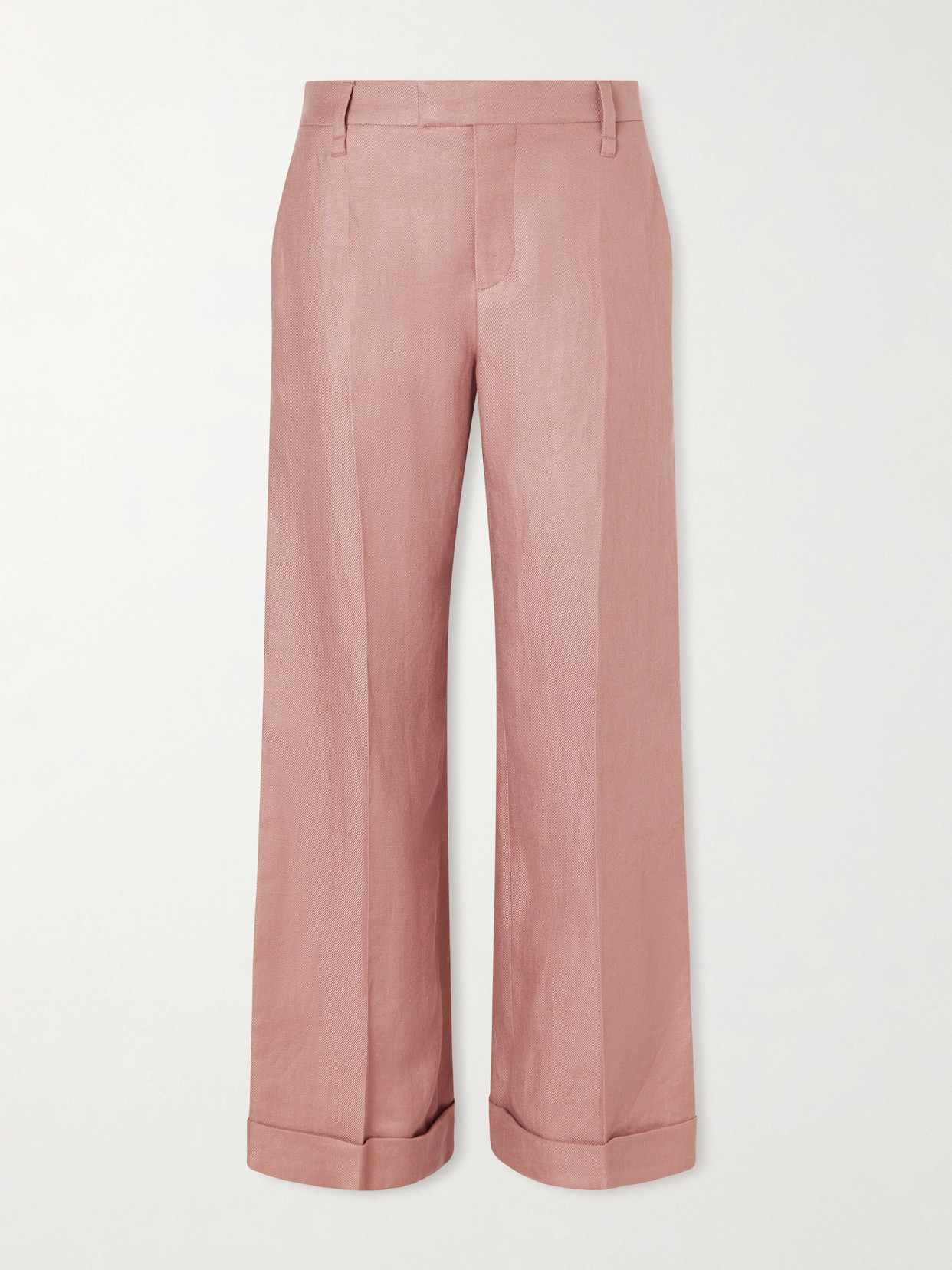 Brunello Cucinelli Linen Wide-leg Pants In Pink