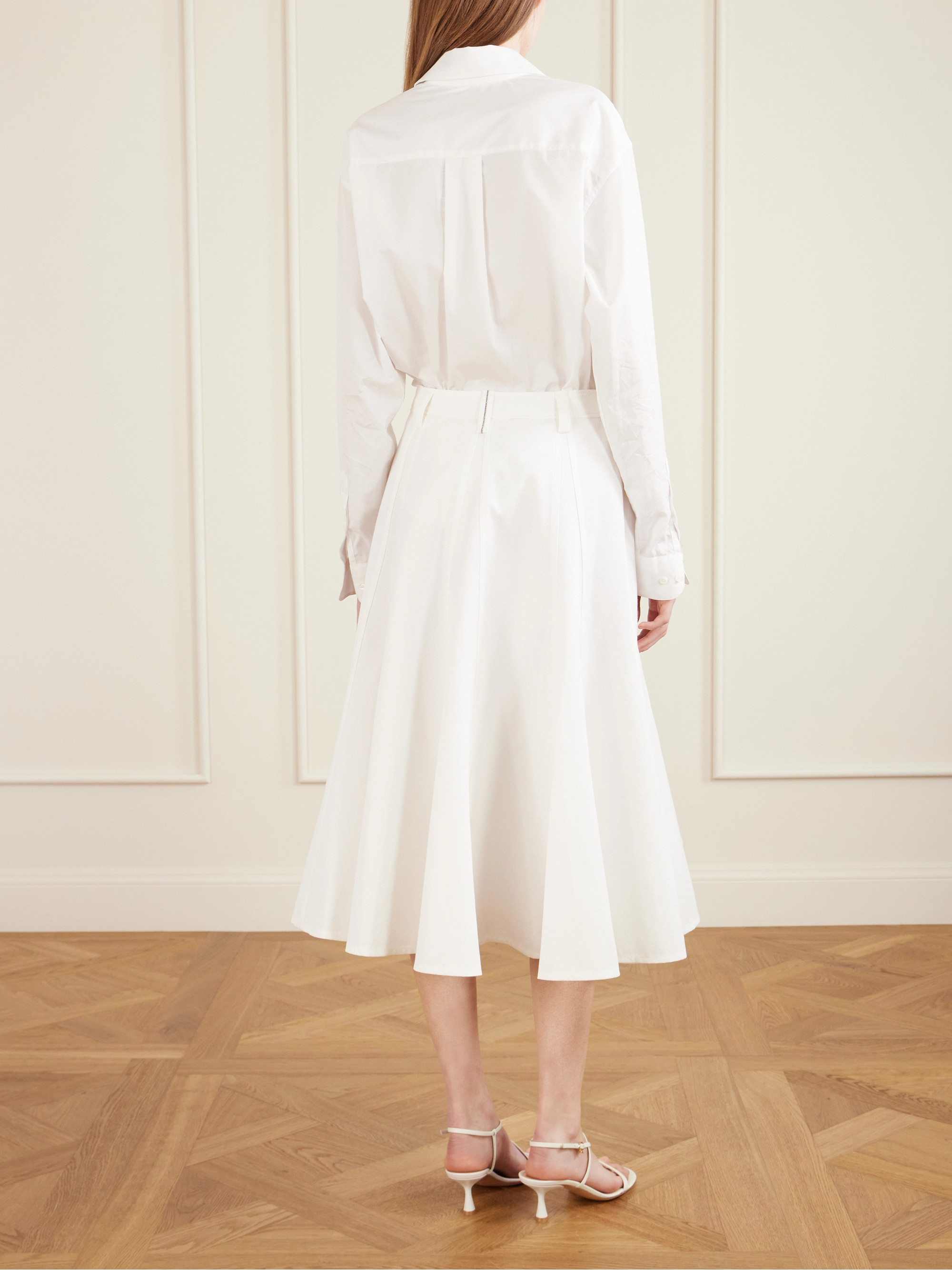 Brunello Cucinelli Cotton-blend twill midi skirt