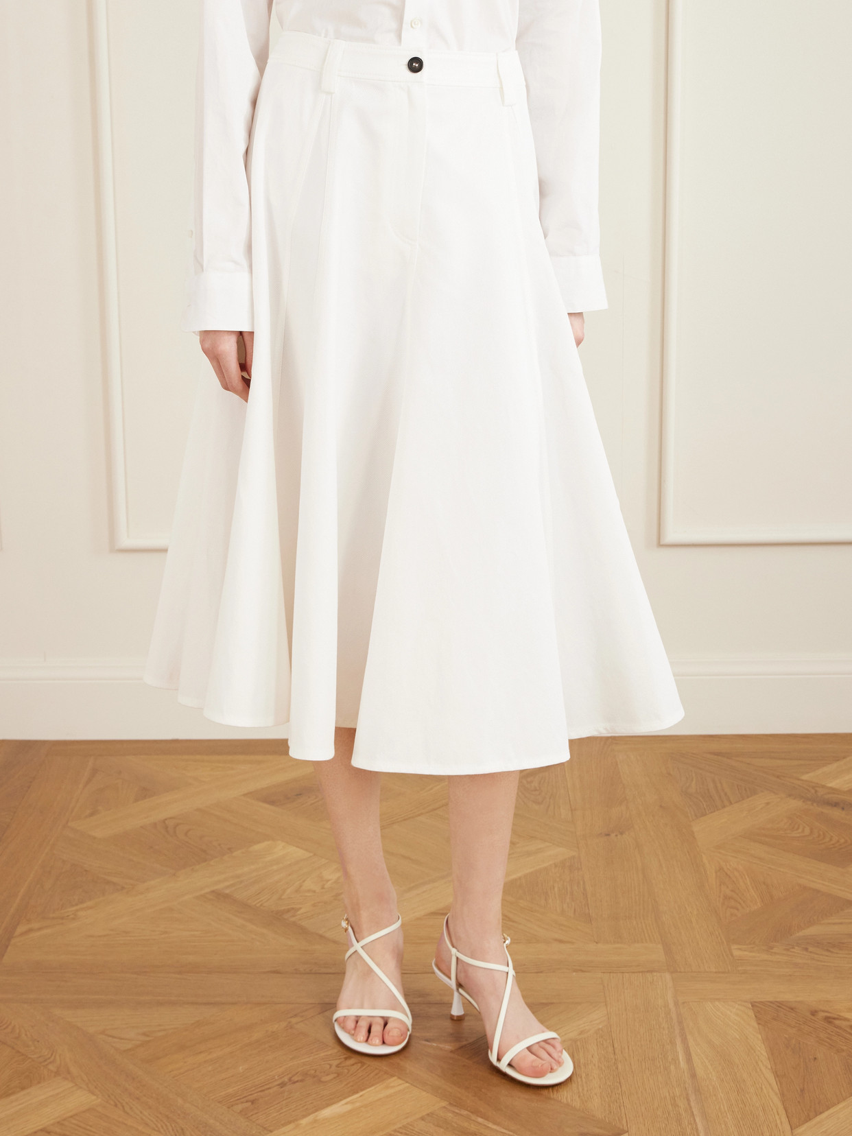 Cotton-Blend Twill Midi
