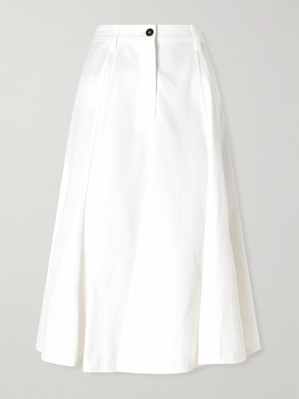 Brunello Cucinelli Cotton-blend Twill Midi Skirt In White