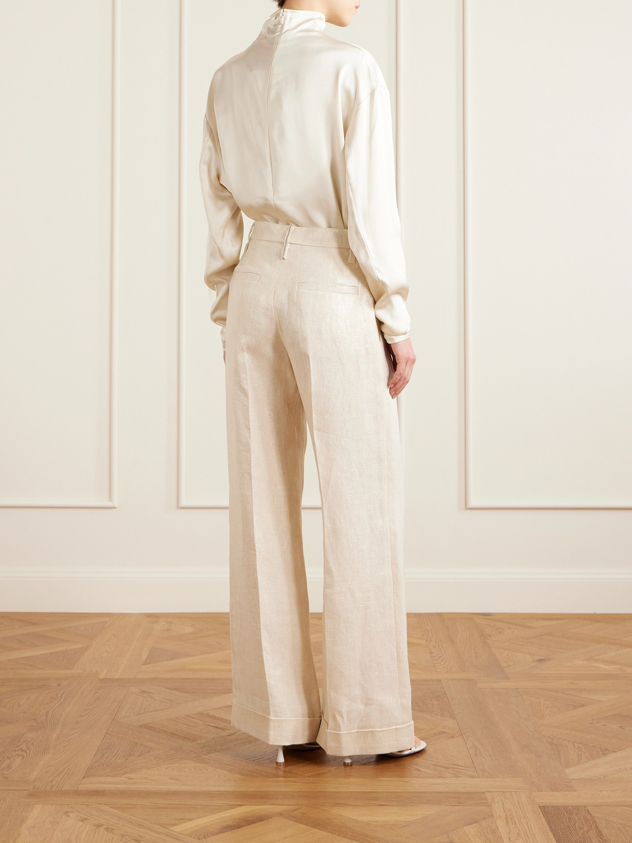 Brunello Cucinelli Women Wide-leg Tailored Linen Trousers In Neutral